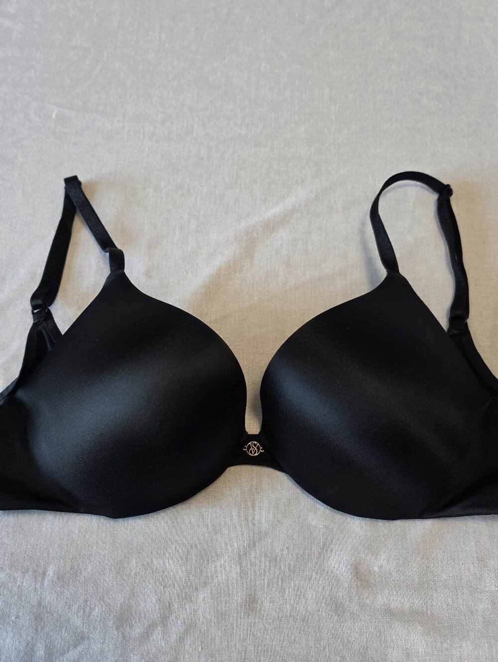 Victoria’s Secret So Obsessed Black Underwire Push-Up Bra 32C Shimmer Straps